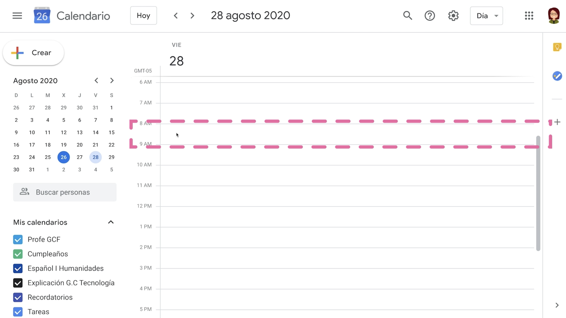 Elegir fecha y hora de reunión o clase en Google Calendar para Google Classroom